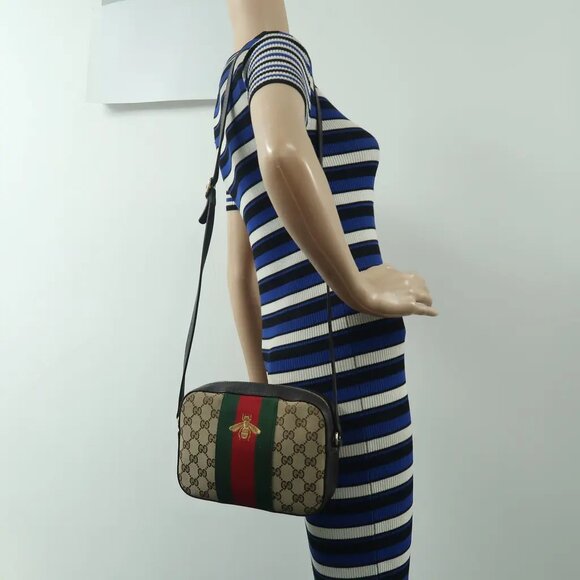 GUCCI Webby Bee Brown Cloth Shoulder Bag 659-022825 - Picture 11 of 11